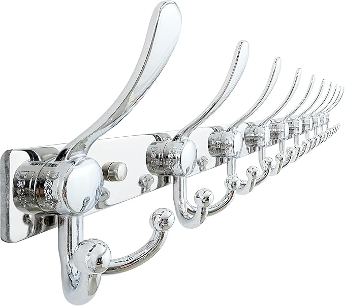 Dseap MaxStrong 2.0 Coat Rack Wall - 37” Long 10 Tri Hooks - Ultra Heavy-Duty Stainless Steel Wall Mount Coat Hanger, Hook Rail for Clothes Hats Jacket Towels Chromed