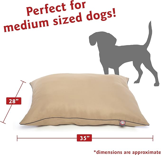 Majestic Pet Rectangle Medium Dog Bed Washable – Non Slip Comfy Pet Bed – Dog Crate Bed Super Value Pillow Dog Bed – Dog Kennel Bed for Sleeping - Dog Bed Medium Breed 35 x 28 Inch – Solid Khaki