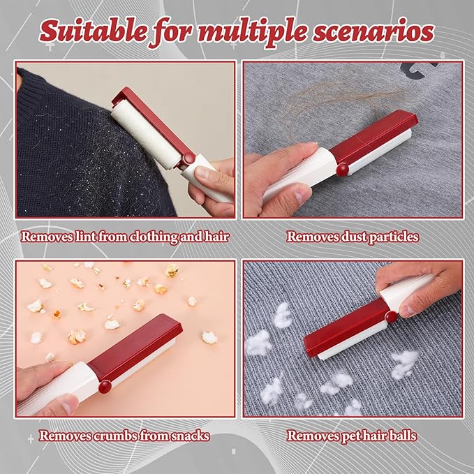 2 Pcs Portable Mini Lint Remover, Mini Lint Roller, Washable Reusable Phone Screen Cleaner, Pet Hair Remover for Clothes and Pet Hair