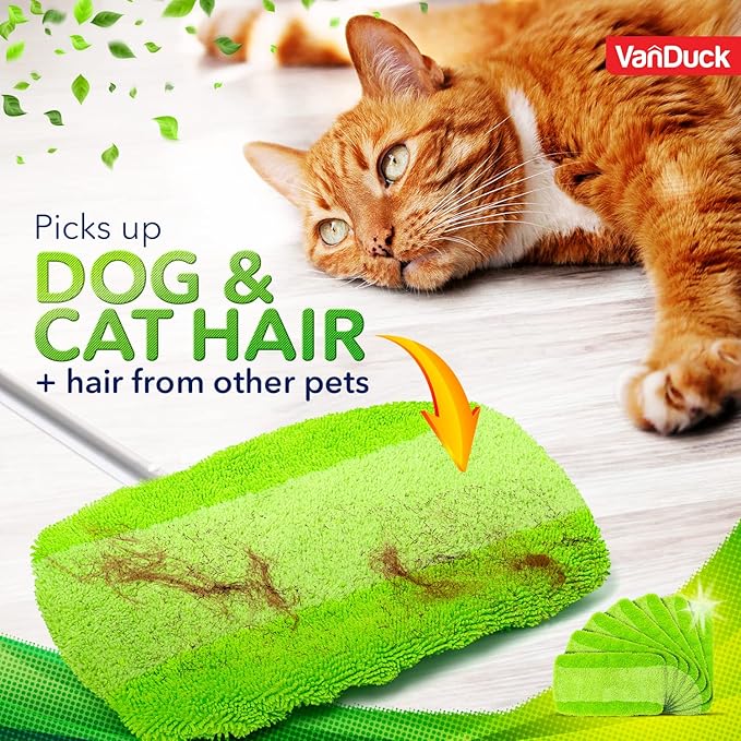 VanDuck Reusable Mop Pads Compatible with Swiffer Sweeper (2-Pack) - Washable Microfiber Mop Pads for Wet & Dry Use - All Purpose Floor Mopping and Cleaning Product