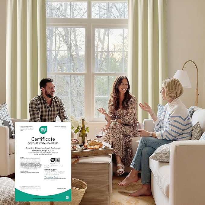 RYB HOME Bedroom Blackout Curtains 63 inches Long, 100% Blackout Thermal Insulated Noise Reducing Curtains for Living Room Nursury, 62 inches Wide by 63 inches Long, Beige