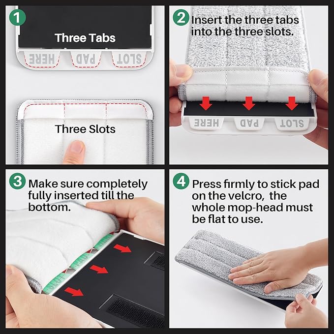 JOYMOOP Mop and Bucket with Wringer Set, White Flat Squeeze Mop Bucket Set for Floor Cleaning, Wet Dry Mops for Walls, Wall Cleaner with Long Handle, Hardwood Floor Mop-5 Microfiber Cloths