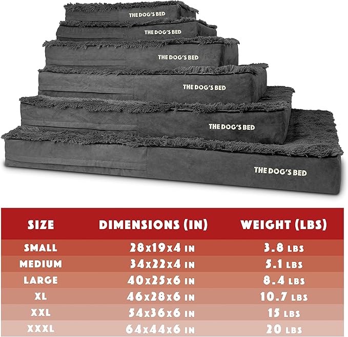 The Dog’s Bed Orthopedic Memory Foam Dog Bed, XXL Grey Fur, Pain Relief for Arthritis, Hip & Elbow Dysplasia, Post Surgery, Lameness, Supportive, Calming, Waterproof Washable Cover