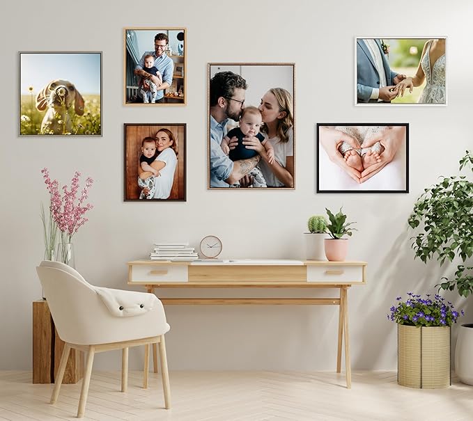 Kate and Laurel Custom Printed Framed Canvas Wall Art, 16x20 Dark Gray, Sylvie Personal Canvas Print with Your Photos for Bedroom or Living Room Gallery Wall Decor | Printed and Hand Framed in the USA