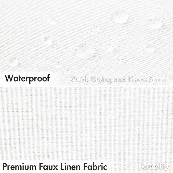 MIULEE Linen Shower Curtain with 12 Metal Hooks Modern Heavy Duty Washable Fabric Shower Curtain Set Waterproof Thick Cloth Shower Curtains for Bathroom Bathtub Washable, W72*L72, White