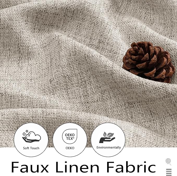 Linen Kitchen Curtains 24 Inch Length 2 Panels, Light Filtering Faux Linen Textured Short Curtains Tier for Windows, Small Curtain for Cafe Cabinet Bathroom Basement RV Camper, 30Wx24L Inch