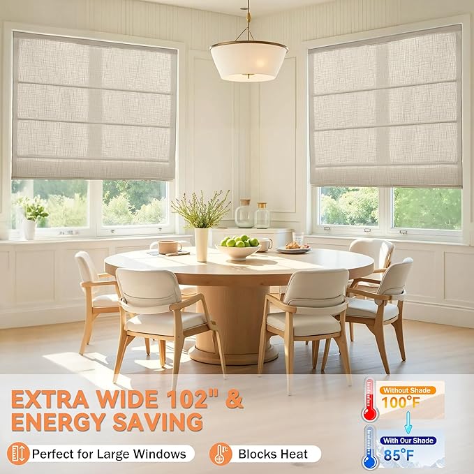 Cordless Roman Shades, 70% Blackout Thermal Insulated Pull Down Window Treatments with Lining for Home Privacy, Light Filtering Blinds for Living Room Kitchen Dining Room, Brown 22" W x 72" H