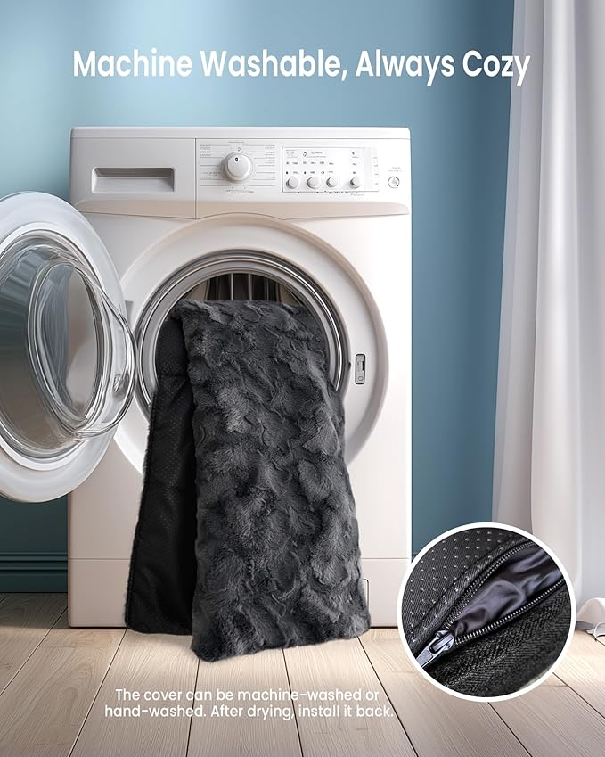 Calming Extra Large Dog Bed for Couch, 45 x 37 inch Removable Couch Cover for Dogs Washable, Non-Slip Fluffy Plush Dog Sofa Mat for Furniture Protector - Dark Grey