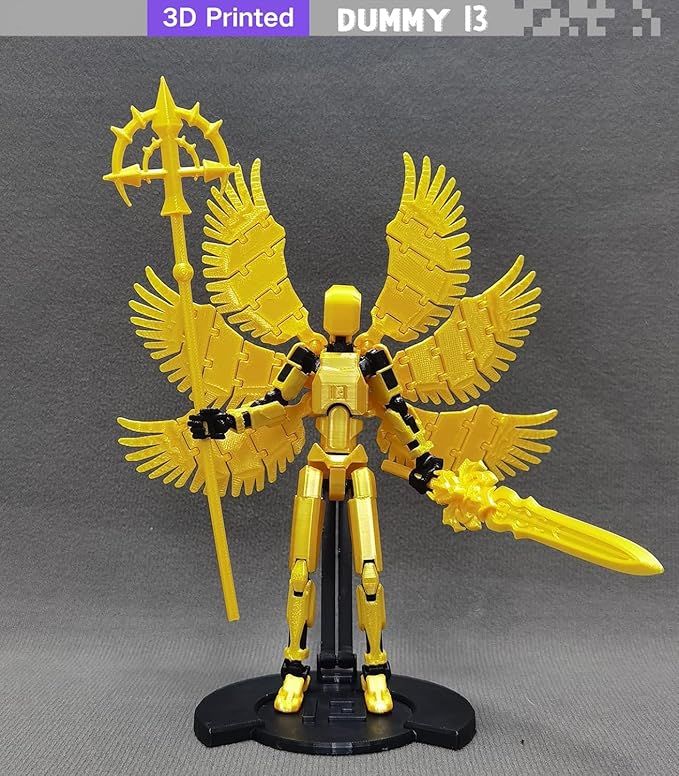 (Assembly Completed) 3D Printed T13 Action Figure, 5.5 Inch Multi-Jointed Movable Dummy 13 Toy,Dummy 13 Robot Action Figure with Lots of Weapons ﻿