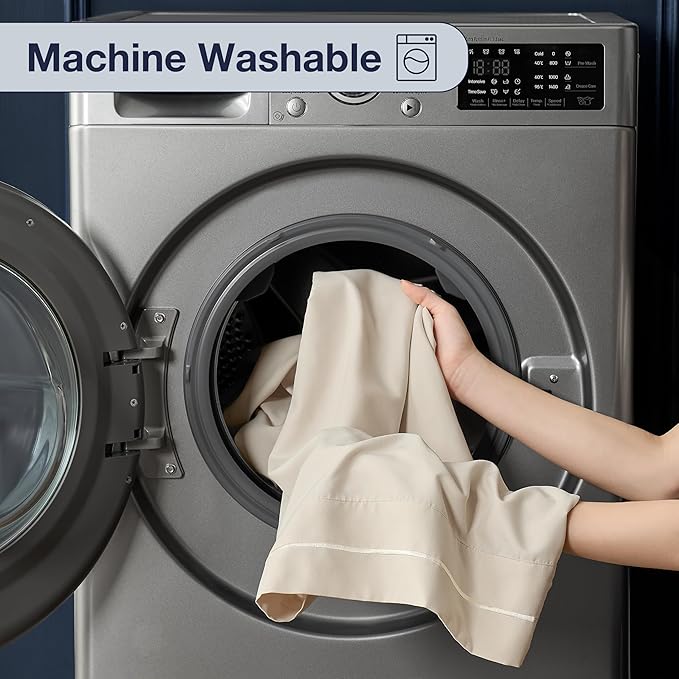 CASUAL LIVING Twin Sheets Set 3 Piece Cooling Sheets with 1 Pillowcase Soft Microfiber Hypoallergenic Washable Bed Set Deep Pocket Lightweight Bedding Elasticized for Dorm or Bunk Bed, Twin, Beige