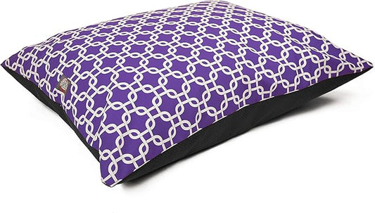 Majestic Pet Super Value Large Rectangle Washable Non Slip Comfy Dog Bed - Crate Kennel Bed for Large Breeds 46 x 35 Inch - Links Purple