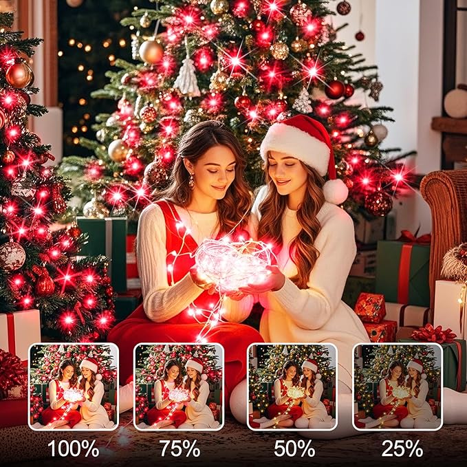 SAUIRS 403FT 1000 LED Christmas Lights Outdoor String Lights with 8 Modes Timer Waterproof Fairy Light Plug in for Outside Indoor Party Xmas Palm Tree Yard Wedding Decorations(Red)