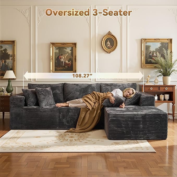 108" Modular Sectional Sofa, Cloud Sectional Couch with Deep Seat, Modern Modular L-Shape Sofa Couch with Chaise,Upholstered Couches for Living Room Bedroom