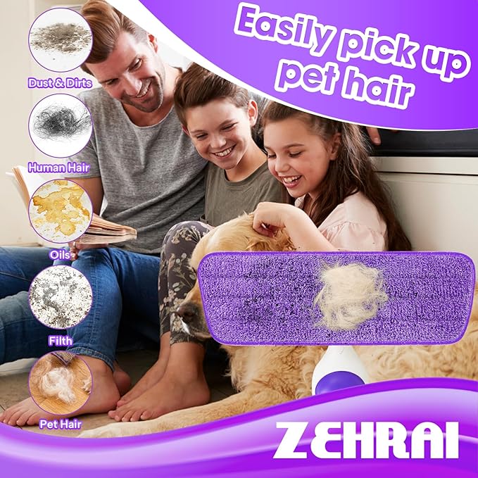 6 Pack Reusable Microfiber Mop Pads for Swiffer PowerMop, Power Mop Refill Pads for 13''-16'' Spray, Machine Washable Power Pads Replacement for All Floor Types Cleaning