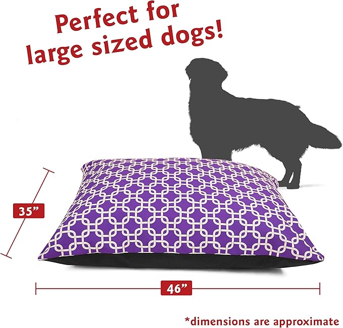 Majestic Pet Super Value Large Rectangle Washable Non Slip Comfy Dog Bed - Crate Kennel Bed for Large Breeds 46 x 35 Inch - Links Purple