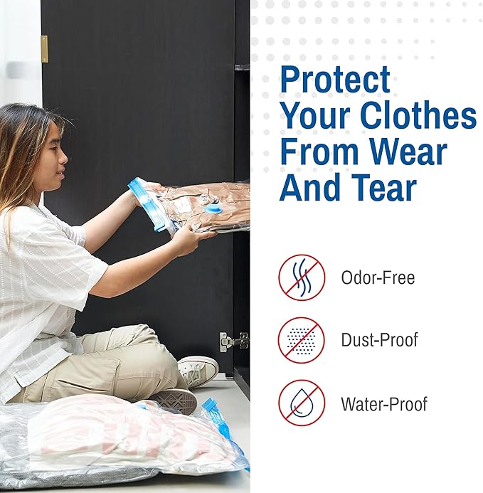 12 Pack Variety Vacuum Storage Bags for Comforters, Blankets & Clothes – Vacuum Sealed Compression Bags with Hand Pump – Space Saver Storage Bags for Bedding, Moving, Travel & Organization (6L & 6XL)