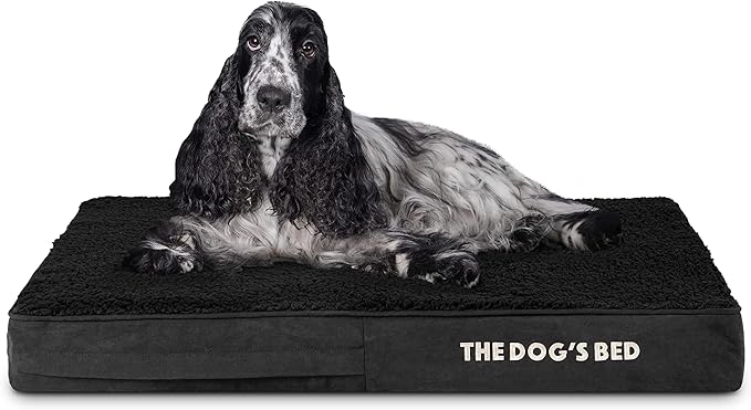 The Dog’s Bed Orthopedic Memory Foam Dog Bed, Medium Black Plush, Pain Relief for Arthritis, Hip & Elbow Dysplasia, Post Surgery, Lameness, Supportive, Calming, Waterproof Washable Cover