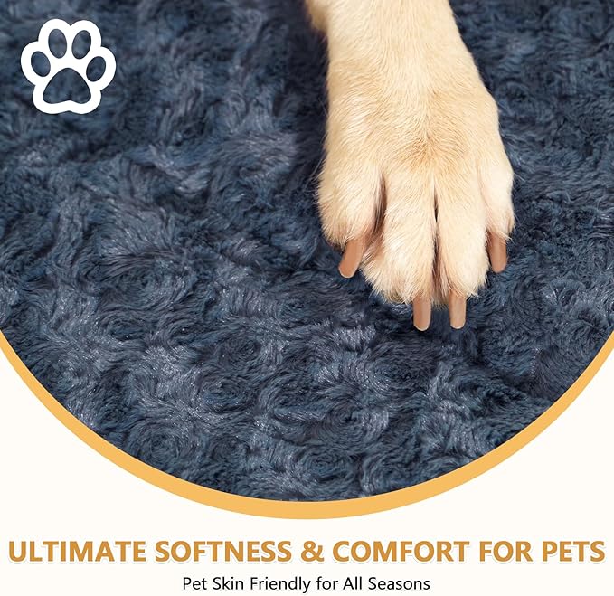Dog Bed Mat Washable Reversible Dog Crate Pad Soft Fluffy Pet Kennel Beds with Anti-Slip Bottom Dog Cat Sleeping Mattress for Large Dogs, 41x27x1.5 Inch, Gray