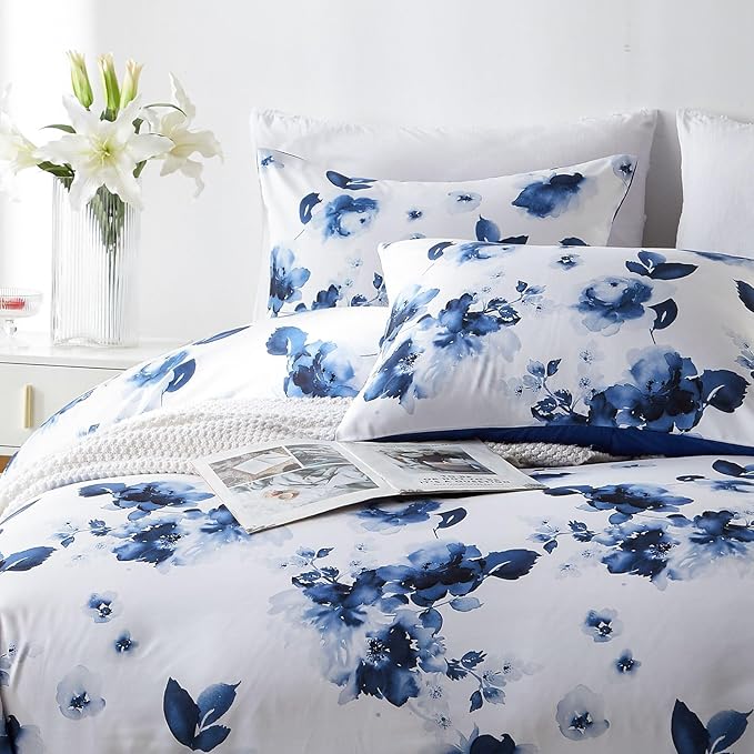 Cupocupa Duvet Cover Twin Size Set Boho Floral Pattern Twin Duvet Cover Set for Twin Size Bed Vintage Soft Bedding Leaf Print Duvet Cover with Pillowcases