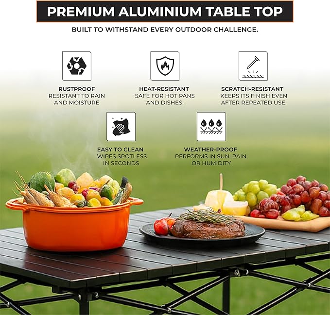 Camping Outdoor Foldable Table W/ Carry Bag - Heavy-duty 3 ft Portable Camping Table for 4-6 People - Aluminum Compact Folding Tables - Black Picnic Table for Backyard BBQ Picnic tables, RV & Beach