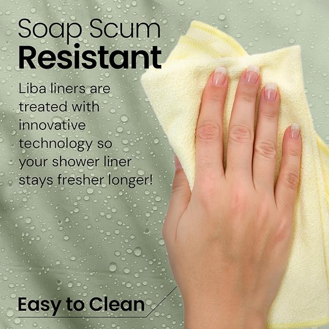 LiBa Green Shower Curtain, Fabric, Water Repellent Shower Curtain, Decorative Bathroom Curtains, 72" W x 72" H, Heavy Duty, Easy to Clean(Green)