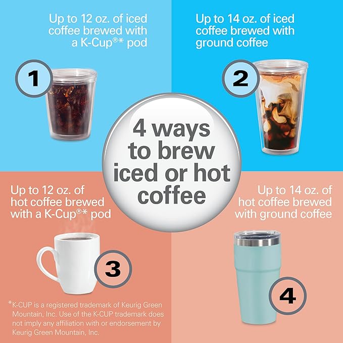 Hamilton Beach FlexBrew Advanced 4-in-1 Single Serve Hot & Iced Coffee Maker with Removable 45 oz. Water Reservoir, Use Pod Packs and Grounds, Fast Brewing, LED Touchscreen, Black (49925)