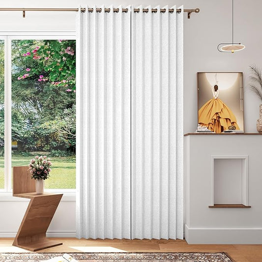 100% Blackout Memory Trained Pleated Curtains with Magnetic Closure, White 100% Blackout Curtain for Bedroom 84 inches Long, 1 Panel, W45 x L84, Greyish White