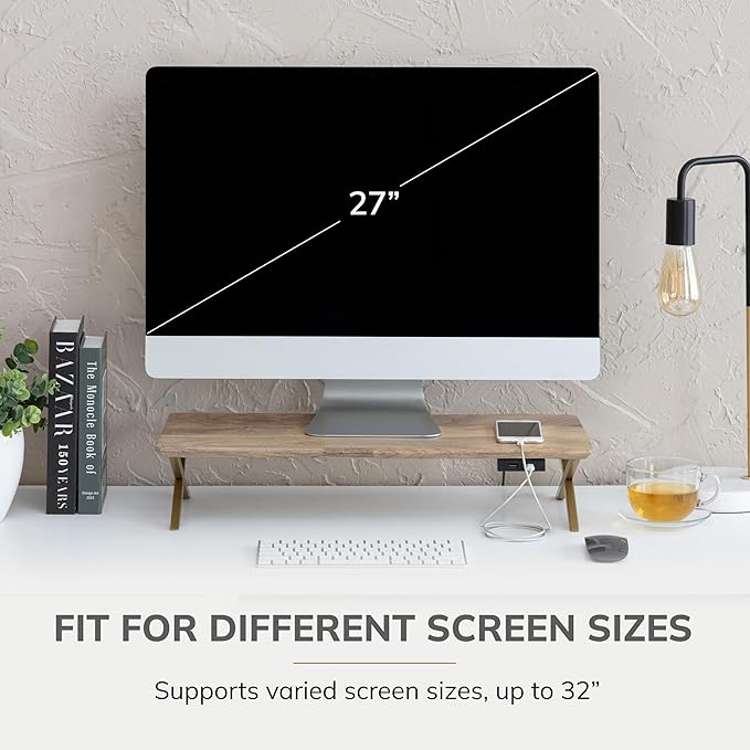 Anji Mountain Monitor Stand - Desktop Organizer & Laptop Riser, Ergonomic Monitor Riser, Space-Saving Monitor Stand for Desk, Durable Construction, Easy Assembly, Ideal for Home & Office,Natural