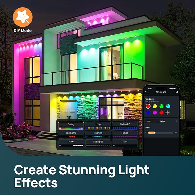 Linkind Permanent Outdoor Lights HP5,Smart AI RGBTW 100ft Christmas Lights, 85 Scenes Modes for Daily Holiday Christmas Decorations,IP67 Waterproof, Compatible with Alexa,Google Assistant