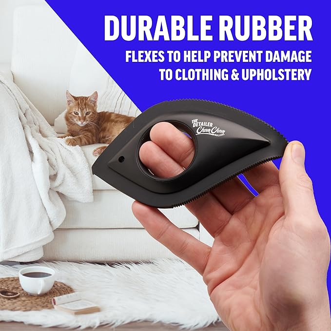 ChomChom Roller Detailer- Scraper for Pet Hair Remover and Lint - Great for CAR - Cat and Dog Hair Remover for Couch, Furniture, Carpet, Clothing and Bedding - Travel Multi-Surface Fur Removal Tool