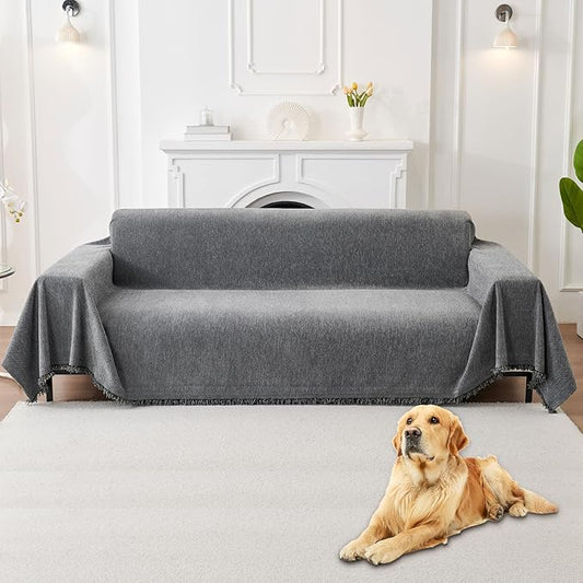 HAOMAIJIA Non Slip Couch Cover Sofa Covers for 3 Cushion Couch Washable sectional Couch Covers for Dogs pet Furniture Protector Couch Cover Blanket for Living Room (Grey, 71"x134")