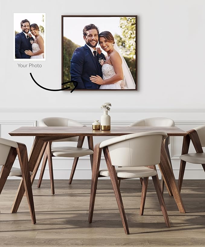 Kate and Laurel Custom Printed Framed Canvas Wall Art; 30x30 Brown; Sylvie Square Personal Canvas Print with Your Photos for Bedroom or Living Room Gallery Wall | Printed and Hand Framed in the USA