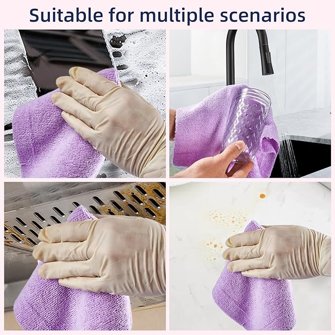 Microfiber Cleaning Cloth Roll - 50 Pack, Tear Away Microfiber Towels, 12" x 12", Reusable, Washable, Streak Free, Ultra Absorbent Dish Rags for Car, Home, Garage or Shop (Purple)