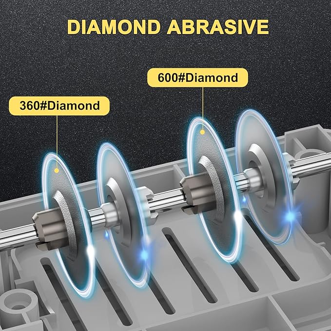 Knife Sharpener, Professional 2-Stages Eleltric Knife Sharpeners with Diamond Abrasives for 20-Degree Straight Edge, Knife Sharpener for Kitchen Knives with Sharpening and Polishing