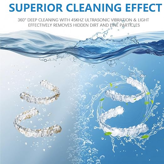 Ultrasonic Retainer Cleaner Machine 45khz Cleaning Pod for Denture Cleaner 200ml Mouth Guard, Aligner, Night Guard, Jewelry, 4 Cleaning Modes Digital Timer, Gifts for Women, Christmas Gifts, Pink