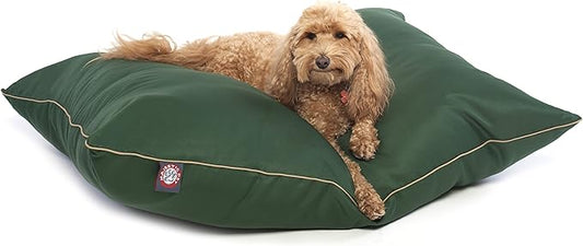 Majestic Pet Rectangle Medium Dog Bed Washable – Non Slip Comfy Pet Bed – Super Value Crate Pet Pillow – Puppy Kennel for Sleeping - Medium Breed 35 x 28 Inch – Solid Green