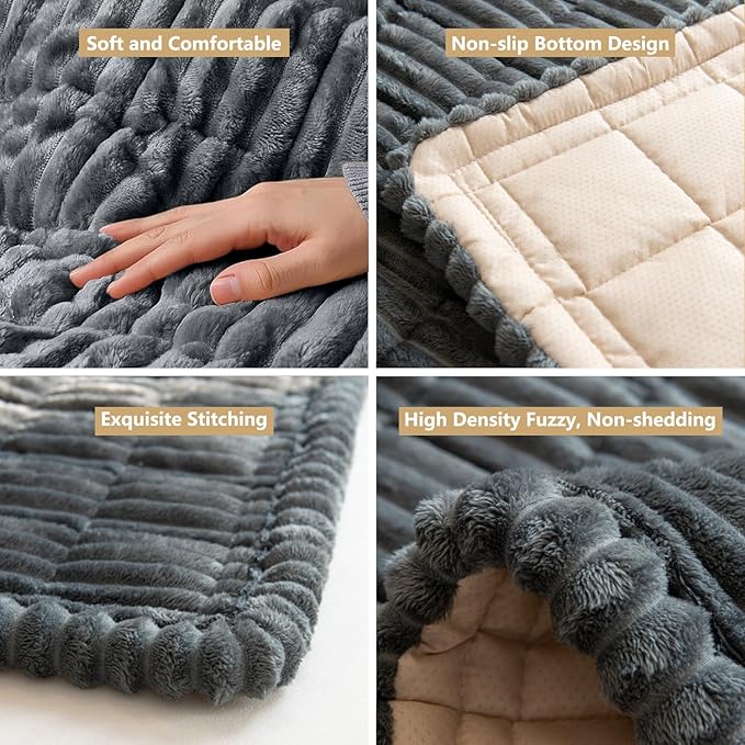 Dog Bed Mat for Car Backseat Extender, Non-Slip Pet Bed Mat for Car Back Seat Protector Cover, Furry Dog Couch Cover, Washable Travel Dogs Bed for Cars, SUVs, Sedans. (51" x 24") (Dark Grey, M)