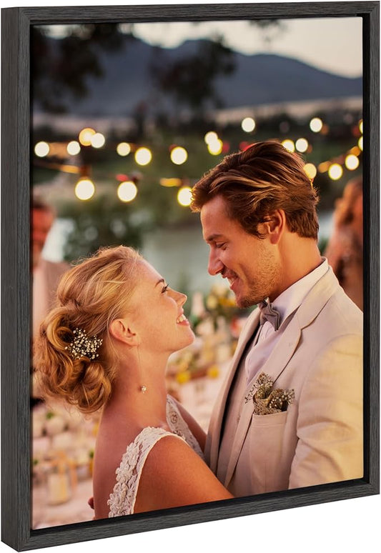 Kate and Laurel Custom Printed Framed Canvas Wall Art, 16x20 Dark Gray, Sylvie Personal Canvas Print with Your Photos for Bedroom or Living Room Gallery Wall Decor | Printed and Hand Framed in the USA