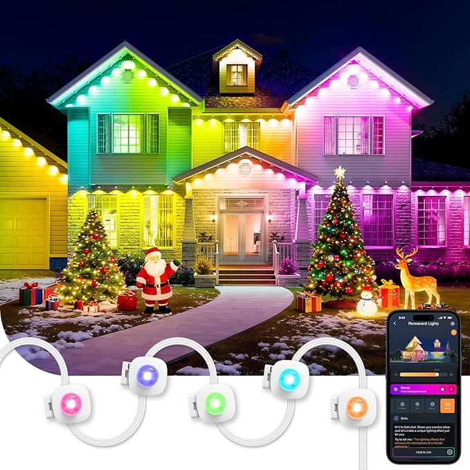 Linkind Permanent Outdoor Lights HP5,Smart AI RGBTW 100ft Christmas Lights, 85 Scenes Modes for Daily Holiday Christmas Decorations,IP67 Waterproof, Compatible with Alexa,Google Assistant