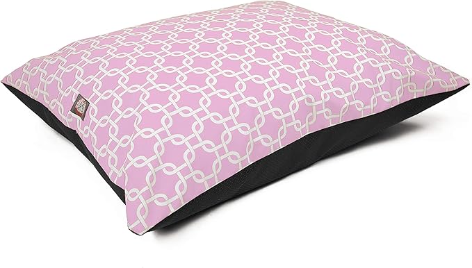 Majestic Pet Rectangle Medium Dog Bed - Non-Slip Washable Comfy Crate Kennel Pillow for Sleeping - 35 x 28 Inch for Medium Breed - Links Pink