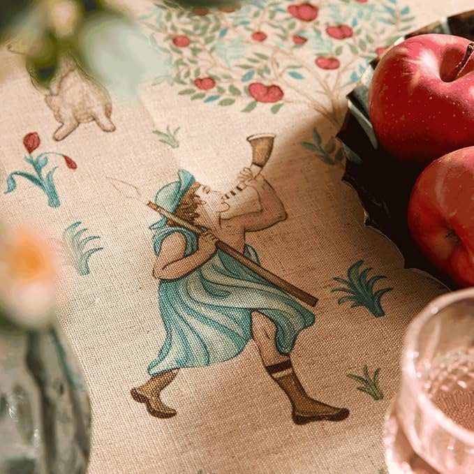 patdrea Designer Vintage Beige Rectangle Tablecloth,Italian Breathable Linen Trees Pattern Table Cloth,Decor Table Cover Cloth for Kitchen Dining,Christmas,Thanksgiving,55"x87"-Tatiana a