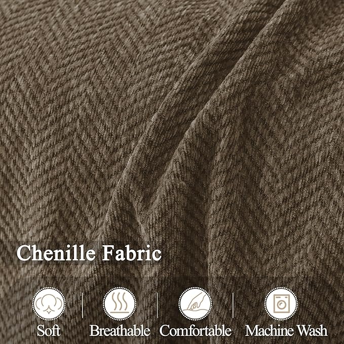 ALIECOM Sectional Couch Covers L Shape Sectional Sofa Cover for Dogs 2 Piece Thick Chenille L Shaped Couch Cover Blanket Chaise Sofa Slipcovers Pet Furniture Protector Washable (X-Large, Dark Brown)