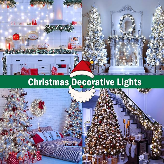 SAUIRS 403FT 1000 LED Christmas Lights Outdoor String Lights with 8 Modes Timer Waterproof Fairy Light Plug in for Outside Indoor Party Xmas Palm Tree Yard Wedding Decorations(Cool White)