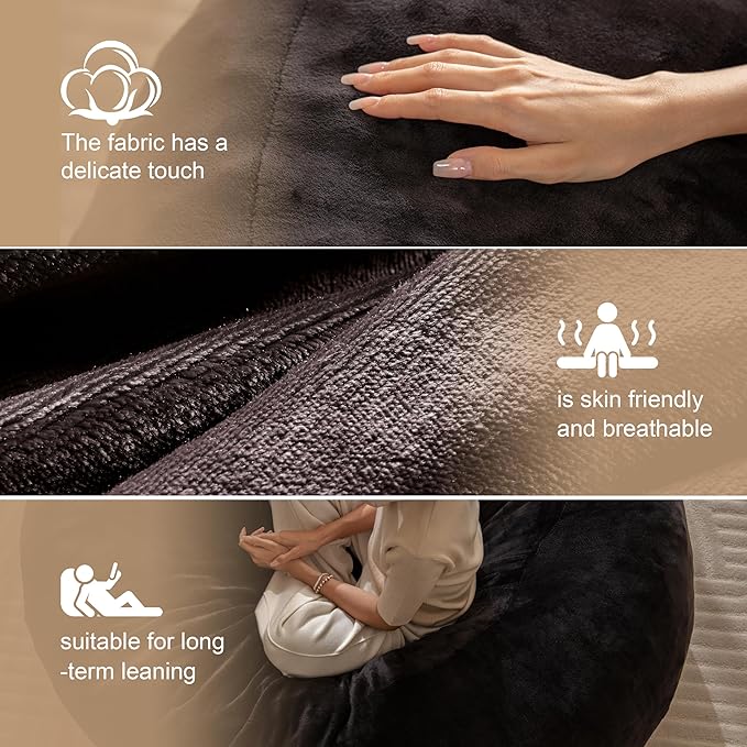 Bean Bag Chair for Adults,5FT Oversize Floor Bean Bags Offers Ample Space for Adults,Memory Foam Giant Bean Bags,Lounger Versatile Design Suits Any Room,Movie Nights,Reading (Black, 5FT)