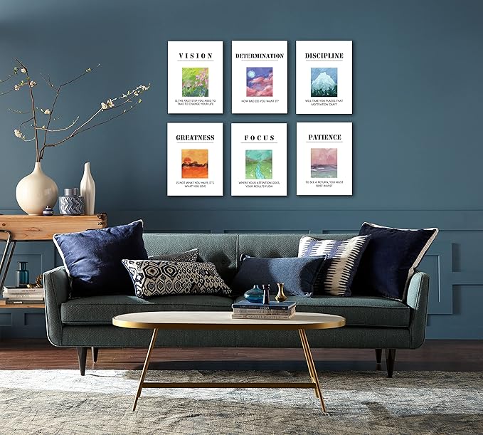 Landscape Canvas Wall Art，Motivational Wall Art Decoration Painting .Suitable forGym, Library, Office, Living Room and Home Deco,Tabletop/Hanging(29x38cm) Framed 3