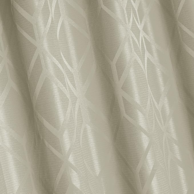 Amazon Basics Jacquard 2-Piece 100% Blackout Curtains, Living Room and Bedroom Drapes, Thermal Insulated Window Treatment, 42"x95", Beige