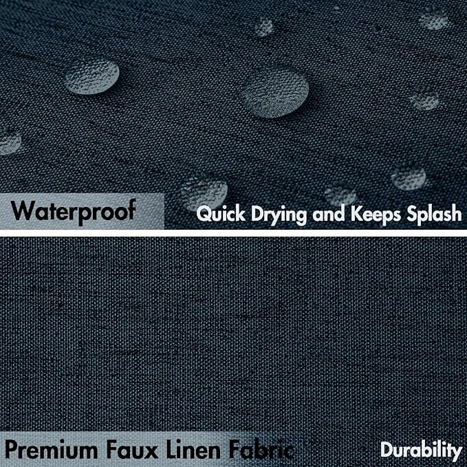 MIULEE Extra Long Linen Shower Curtain 84 Inch Long with 12 Metal Hooks Washable Heavy Fabric Shower Curtain Set Waterproof Thick Cloth Shower Curtain for Bathroom Hotel Bathtub,72 x 84,Navy Blue