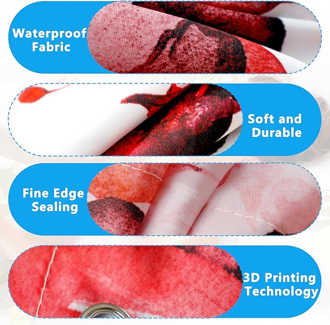 Red Eucalyptus Leaves Shower Curtain for Bathroom:Aesthetic Art Watercolor Plant Shower Curtains Sets with Hooks,Waterproof Fabric Decor 72x78 inches.