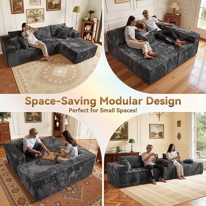 108" Modular Sectional Sofa, Cloud Sectional Couch with Deep Seat, Modern Modular L-Shape Sofa Couch with Chaise,Upholstered Couches for Living Room Bedroom