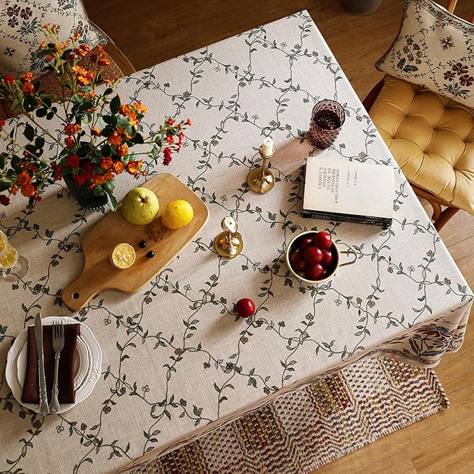 patdrea Designer Vintage French Square Tablecloth,Fall Country Breathable Floral Table Cloth,Italian Dacorative Cover for Kitchen Dining,Tea Party,Christmas,Thanksgiving,67"x67"-Oliveirad
